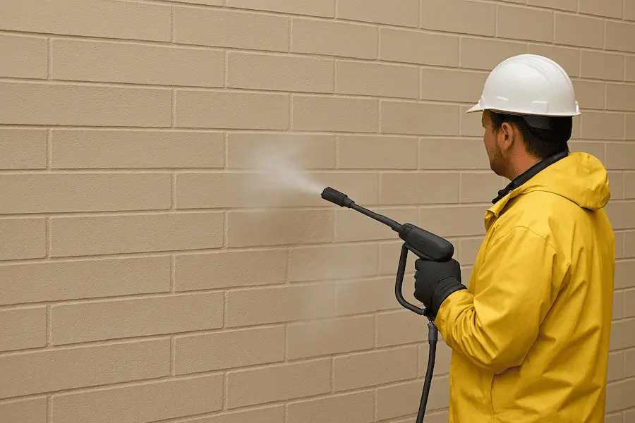 Stejná fasáda po profesionálním odstranění graffiti